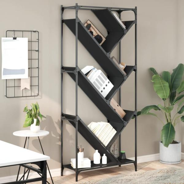 vidaXL Bücherregal Schwarz 79x30x180 cm Holzwerkstoff und Metall 845431