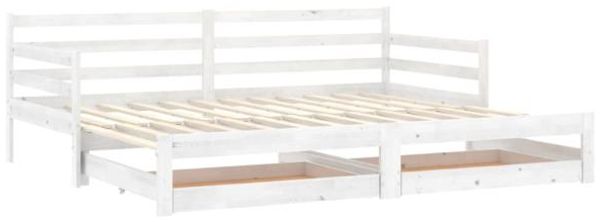 vidaXL Ausziehbares Tagesbett 2x(90x200) cm Weiß Massivholz Kiefer [3083700]