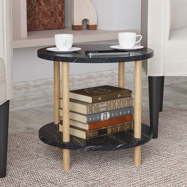 Beistelltisch Ves 49xØ42 cm Marmoroptik, schwarz [en. casa]