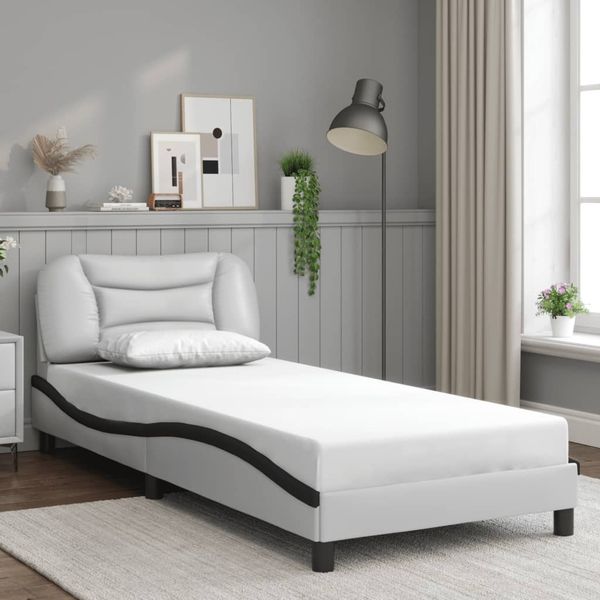 vidaXL Bettgestell ohne Matratze "Hvar" Weiß und Schwarz 80x200 cm Kunstleder 3207966
