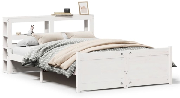 vidaXL Bettgestell mit Kopfteil ohne Matratze Weiß 140x200 cm 3306022