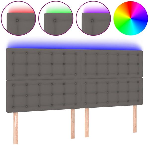 LED Kopfteil, Bettkopfteil, Minimalistisch Grau 180x5x118/128 cm Kunstleder