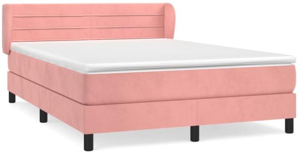 vidaXL Boxspringbett mit Matratze Rosa 140x190 cm Samt 3127552
