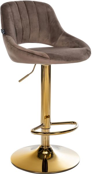 CLP Barhocker Milet Samtbezug höhenverstellbar drehbar mit Rückenlehne,braun gold