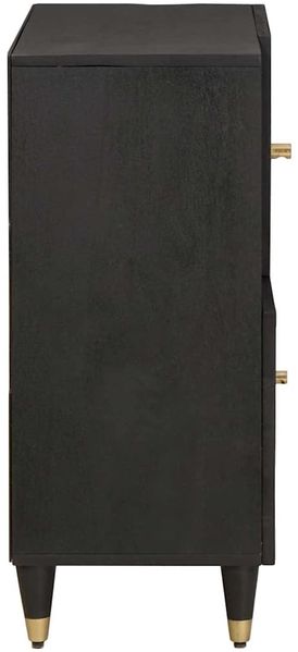 Sideboard, Kommode mit Regal Schwarz 80 x 33 x 75 cm Massivholz Mango j2054p Bild 4
