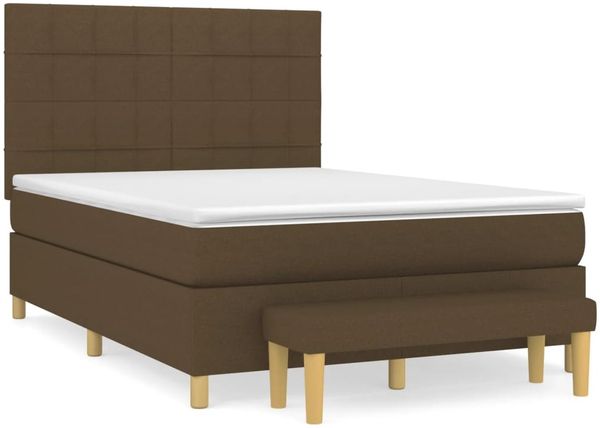 vidaXL Boxspringbett mit Matratze Stoff Dunkelbraun 140x190 cm, Härtegrad: H2 [3137152] Bild 2