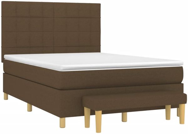 vidaXL Boxspringbett mit Matratze Stoff Dunkelbraun 140x190 cm, Härtegrad: H2 [3137152] Bild 3