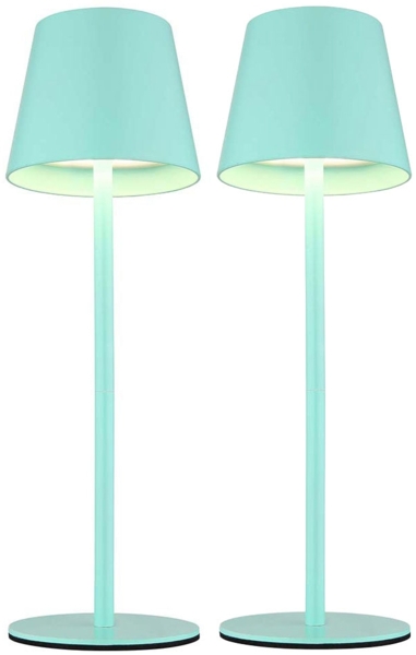 2er Set LED Tischlampe, minze, Akku, CCT, Touch, Flaschenaufsatz