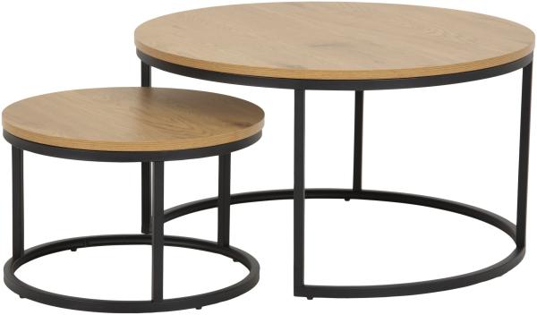 Spiro Couchtisch Ø50cm Set 2 Stk. Eiche Holz Wohnzimmer Beistelltisch Tisch