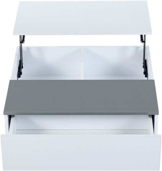 Couchtisch höhenverstellbar weiß mit LED & Schublade, 70x70x35-48,5 cm Bild 9