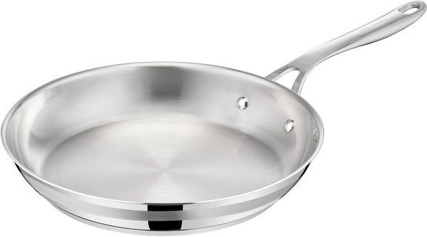 Jamie Oliver by Tefal Cook Smart Bratpfanne 28cm, unbeschichteter Edelstahl, induktionsgeeignet, Thermo-Fusion Boden, recycelbar, genieteter Griff, Edelstahl, E3110655