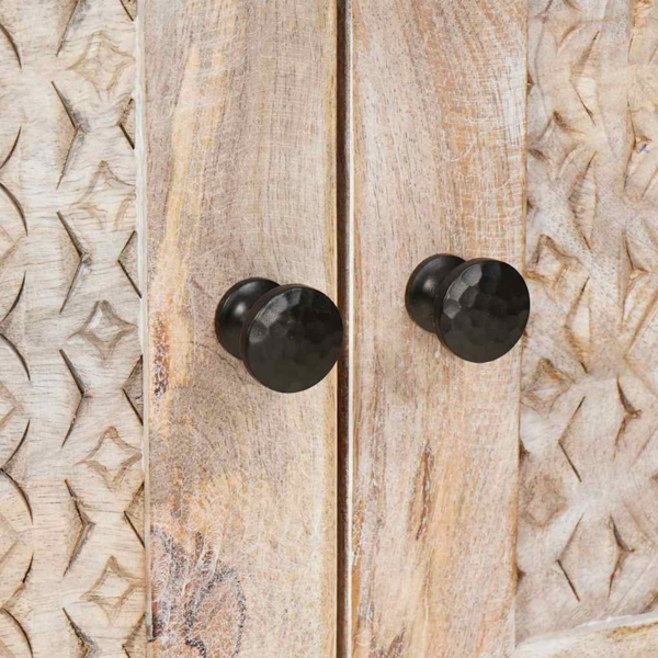 vidaXL Couchtisch mit Tür Beige 80 x 50 x 40 cm massives Mangoholz 4018121 Bild 6