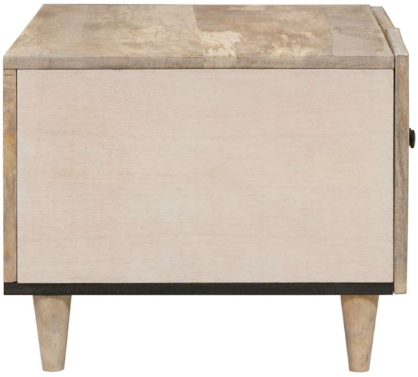 vidaXL Couchtisch mit Tür Beige 80 x 50 x 40 cm massives Mangoholz 4018121 Bild 3