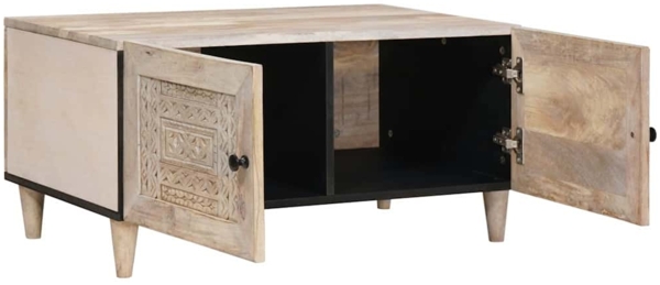 vidaXL Couchtisch mit Tür Beige 80 x 50 x 40 cm massives Mangoholz 4018121 Bild 1