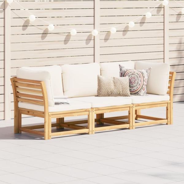 vidaXL 3-tlg. Garten-Lounge-Set mit Kissen Massivholz Akazie 3214291