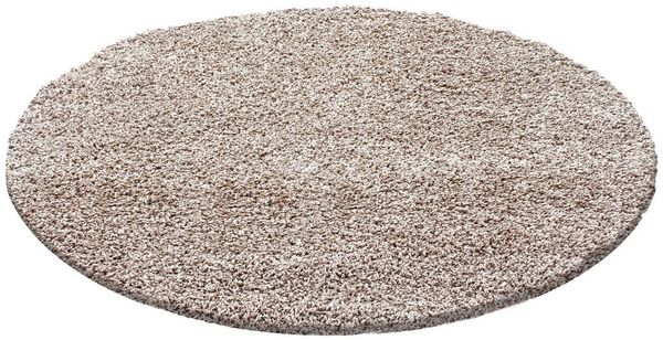 Hochflor Teppich Lux rund - 80 cm Durchmesser - Beige