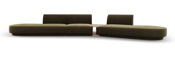 Micadoni Modulares Sofa Miley 5-Sitzer ohne Armlehnen Rechts Samtstoff Bluvel Grün