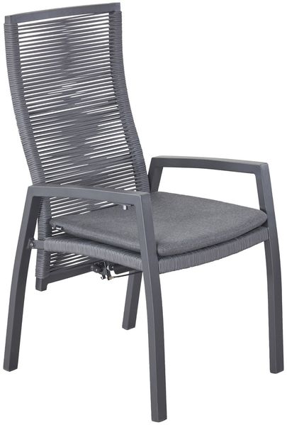 Positionsstuhl Ohio Gartenstuhl mit Sitzkissen Rope Sunbrella Stoff Grau