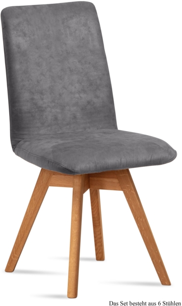 Esszimmerstuhl drehbar (6er-Set) Donni 47x92x60 Eiche geölt/Grau
