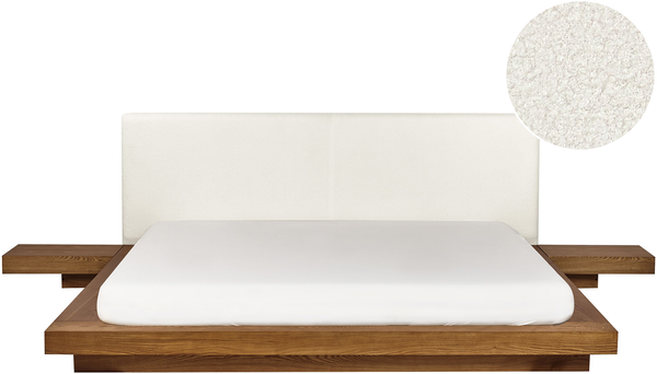 Wasserbett ZEN 180 x 200 cm Bouclé Heller Holzfarbton
