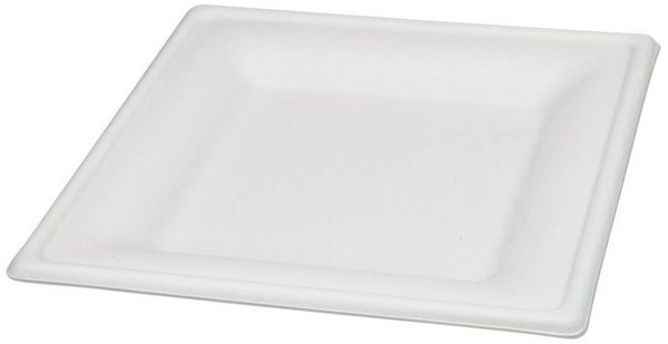 wisefood Einwegteller Bagasse Teller - quadratisch 20cm, (400 St)