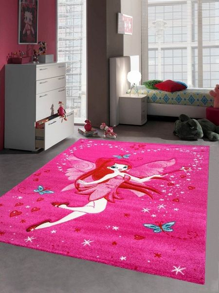 Carpetia Kinderteppich Kinderteppich Kinderzimmer Mädchen Zauberfee Tinkerbell Pink, rechteckig, Höhe: 13 mm