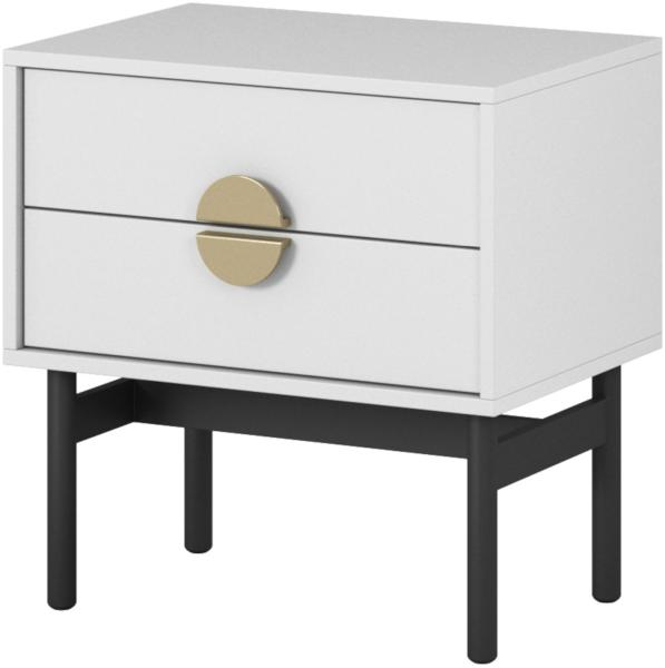 Selsey 'Stoon' Nachttisch mit 2 Schubladen, weiß, ca. 57 x 55 x 38 cm