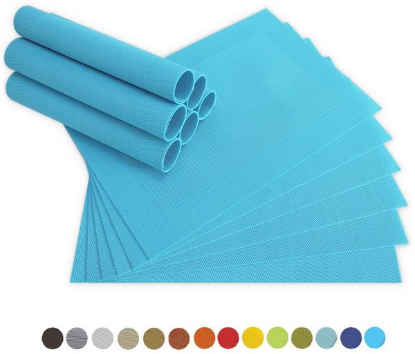 matches21 HOME & HOBBY Platzset Tischsets BORDA 12er Set Türkis-blau als Tischuntersetzer, (12-St), Abwaschbare Platzsets als Tischunterlagen für Ess-Tisch Tisch-Deko