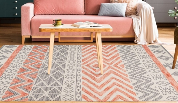 Ethnie 100 Grau / Apricot 200cm x 290cm