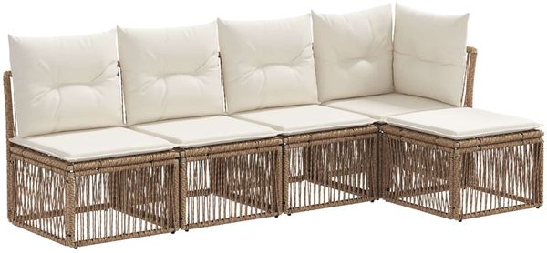 vidaXL Gartensofa-set 5 pcs Beige Poly-Rattan 3434193