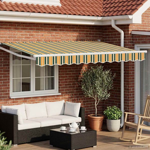vidaXL Manuelle Gelenkarmmarkise mit LEDs Grün, Gelb, Weiß 3 x 2 m 3419206