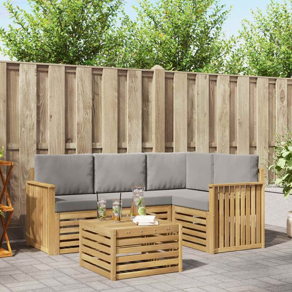 vidaXL Outdoor-Sofagarnitur 5 pcs Weiß und Hellgrau 59 x 59 x 37 cm 3391791