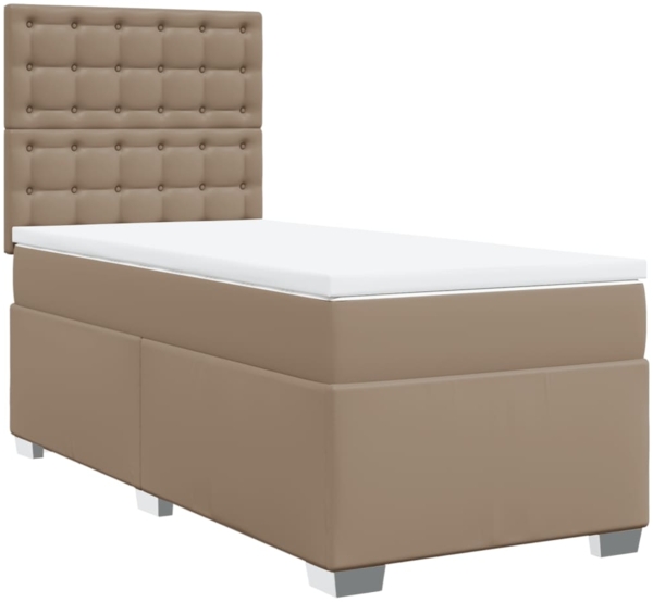 vidaXL Boxspringbett mit Matratze Cappuccino-Braun 90x190cm Kunstleder 3290703