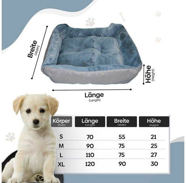 Defactoshop Tierbett Hundebett, Kissen in Leinenoptik, Hundekorb, erhöhte Ränder, verschiedene Größen