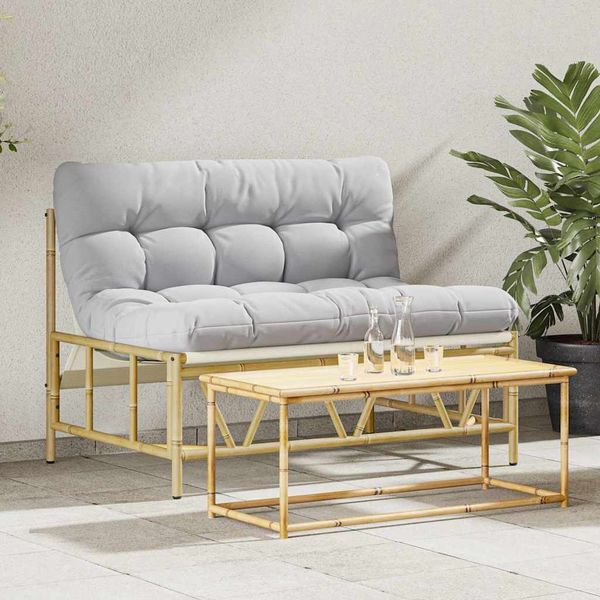 vidaXL Outdoor-Sitzplätze mit Kissen Hellgrau 110 x 74,5 x 71 cm Stahl 42010311