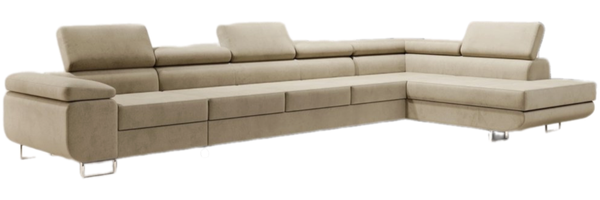 Designer Sofa Maxi mit Schlaf - und Klappfunktion Beige Samt Rechts