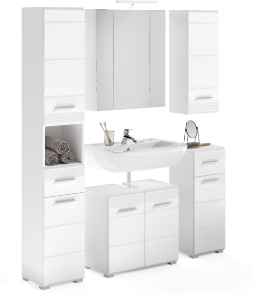 Badezimmerset Linus I - Weiß / Weiß Hochglanz