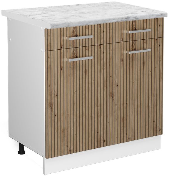 Küchenunterschrank R-Line Artisan-Eiche 80 cm , AP Marmor Vicco