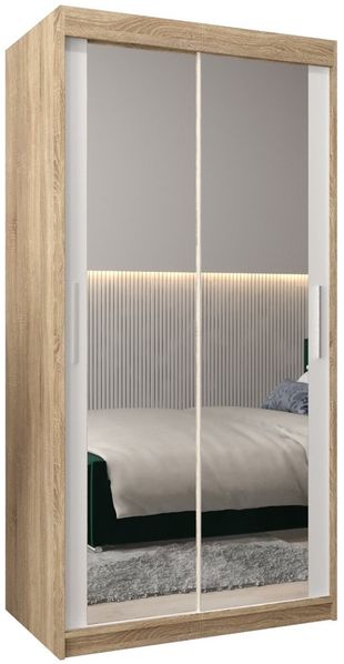 MOEBLO Schiebetürenschrank TORM 3 (Schrank mit Spiegel, mit/ ohne Schubladen, Schwebetürenschrank Schrank Garderobe Schiebtüren Schlafzimmer Wohnzimmerschrank) (BxHxT):100/120/150/180/200/250 x 200 x 62 cm