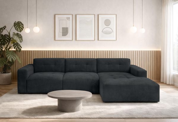 AX LIVING Couch in L Form Corlu Ecksofa Anthrazit für Wohnzimmer 310 R