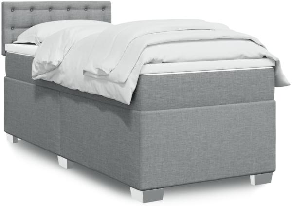 vidaXL Boxspringbett mit Matratze Hellgrau 90x190 cm Stoff 3288057