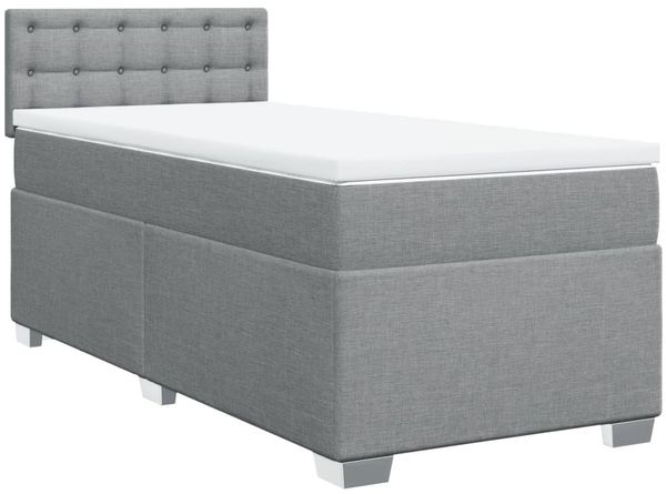 vidaXL Boxspringbett mit Matratze Hellgrau 90x190 cm Stoff 3288057 Bild 3