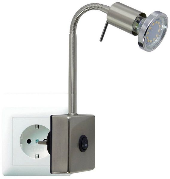 TRANGO LED Nachtlicht, 2607 LED Steckerleuchte *EVIE* Wandleuchte, Leselampe, Küchenlampe, Nachtlicht in Nickel matt inkl. 1x GU10 LED Leuchtmittel 3000K warmweiß, Wandlampe, Küchenlampe, Steckerlampe
