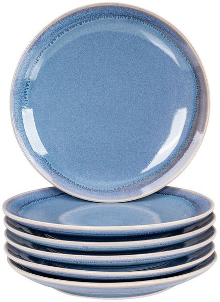 Levandeo® Tafelservice, 6er Set Steingut Teller Ø20cm Blau Speiseteller 6 Personen Geschirr