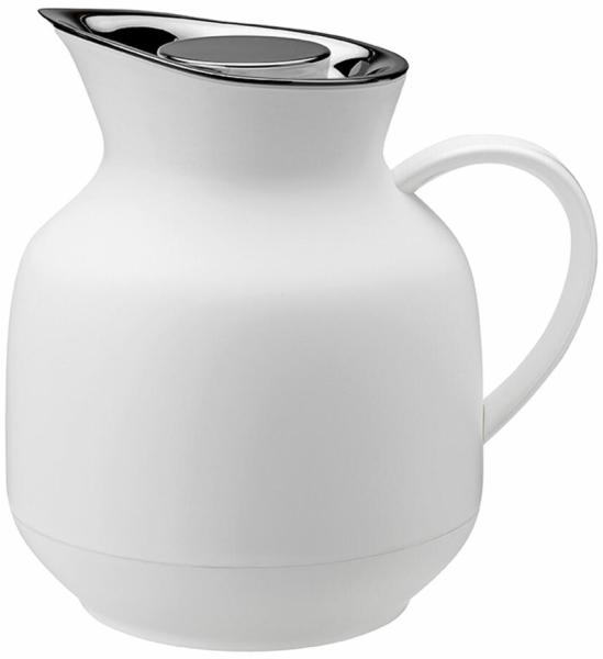 Stelton Isolierkanne Amphora für Tee, Teekanne mit Glaseinsatz, Thermokanne, Kunststoff, Soft White, 1 Liter, 222