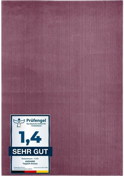 Andiamo Teppich Arezzo, rechteckig, Höhe: 16 mm, Uni Farben, weicher Flor, waschbar, ideal im Wohnzimmer & Schlafzimmer