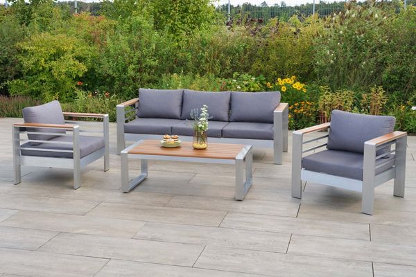 MERXX Gartenlounge-Set Nestos, (Set, 14-tlg), inkl. 2 Sessl, 1 Bank, 10 Aulagen, 1 Tisch
