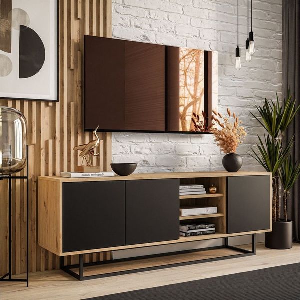 Lookway TV-Schrank SANAYI LOFT mit Ablagen und Metallgestell