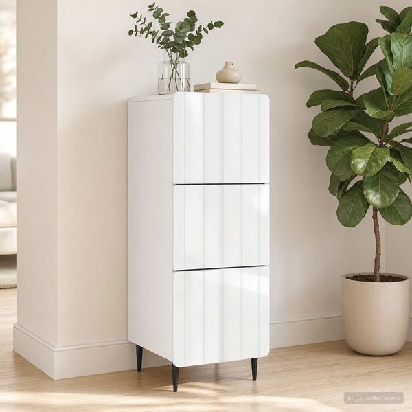 vidaXL Schubladenschrank Hochglanz Weiß 33 x 34,5 x 92 cm 894389