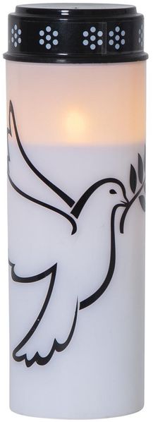 LED Grabkerze -Dove', Tauben-Motiv, Timer, warmweiß, flackernd, H 20,5cm